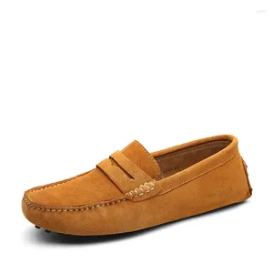 Casual Shoes Classic Style Spring Autumn Moccasins Men Loafers High Quality äkta läder Suede Flats Lightweight Driving Shoe