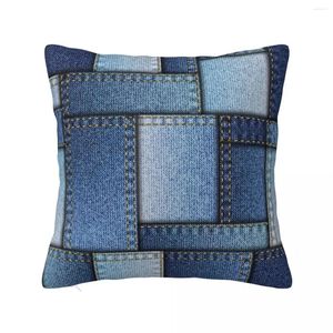 Pillow Denim Patchwork Throw Luxury Cover Sofa S Christmas Decorations 2024