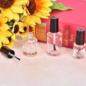 Förvaringsflaskor 5 ml/10 ml/15 ml transparent glas nagellackflaska tomma kosmetiska behållare med borste