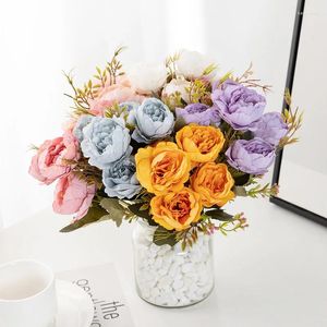 Dekoratif Çiçekler Simüle Sonbahar Pilonies Çay Gülleri Düğün Tutma Oturma Odası Ev Dekorasyon Süsleri
