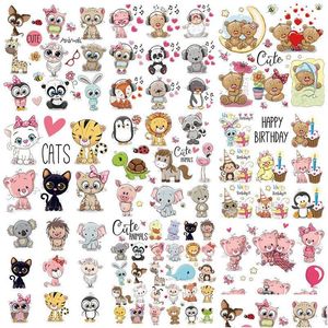 Sewing Notions & Tools Iron On Cute Animal Es Set For Kids Clothing Diy T Shirt Hoodies Applique Vinyl Heat Transfer Clothes Stickers Dhsmu