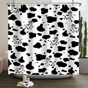 Duschvorhänge schwarz weiße Cartoon Milch Kuh Hautdruck Vorhang rustikaler Bauernhaus Badezimmer Dekor mit Haken