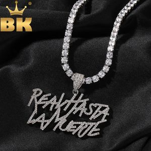 Bling King Real Hasta La Muerte Rapper Anul Fashion Pendant Necklace Iced Out Cubic Zirconia 2Rows Letters Hiphop Jewelry 240407