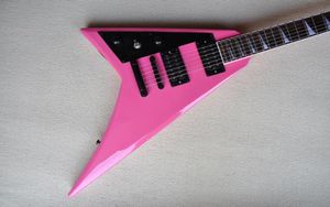 Fabriksanpassad rosa vänsterhänt elgitarr med omvänd HAEDSTOCKROSEWOOD FRETBOARD24 FRETSBRACK HARDWARECAN BE Customize9585573