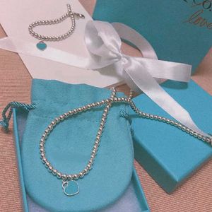 Designer Brand High version enamel love Tiffays necklace ins wind drip glue heart shaped round bead Buddha chain peach