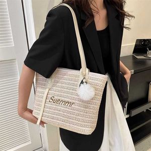 Evening Beach Bags Summer Grass Woven Bag Korean Edition Casual One Shoulder Large Capacity Women's Handbag Vacation Tote