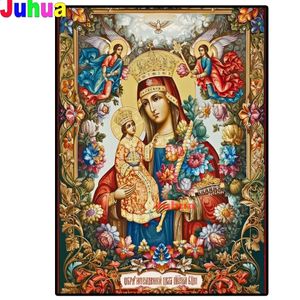 5d Square Round Diamond Målning Virgin and Child of Kazan Orthodox Christian Icon Mosaic Set Diamond Embroidery Sale 240321