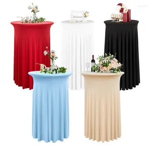 Bord trasa 60/80x110 cm rund spandex cocktail bordsduk kjol elastisk täckning hög topp bar utomhus bröllop fest bankett