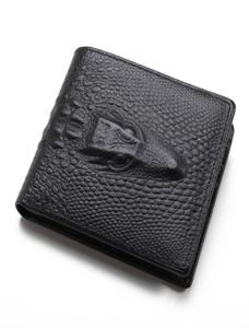 High quality fashion short bifold purse 3d crocodile skin black brown men genuine leather designer wallets2229341