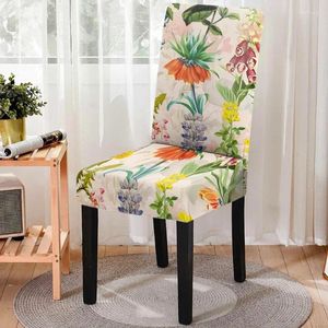 Chair Covers Flower Print Cover Elastic Dining Slipcovers Spandex Stretch Office Case Anti-dirty Kitchen Seat