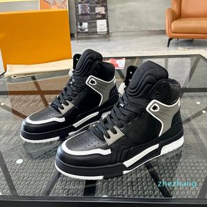 Мужские ботинки дизайнер высококачественных кроссовок Top Calfskin High Top Basketball Running Sports Shoes Fashion Rubbersole Shoes Deportivas