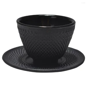 Cups Saucers 1 Set Iron Tea Tasse mit Untertassen -Retro -Behälterhalter gegossene Teebiefe gegossen