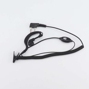 Svart böjda hörlurarkabel walkie talkie universal high-end öra hängande draglucka Baofeng 5r