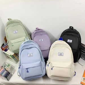 Backpack Student Simple Versatile Solid Color School Bag Large Capacity Junior High Girls Wear-resistant