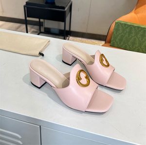 Womens Fashion High Heel Chunky klackar tofflor Lyxdesigner Summer Casual Shoes Designer Plattform Utomhus Casual Street Vintage Big G Letter Sandaler