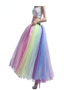 Unicorn Color Puffy Women Crinoline Tutu kjolar Long Rainbow Brud Petticoats Cosplay underskirt rockabilly tutu party kjolar cpa2295704