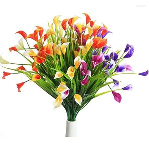 Decorative Flowers Artificial Flower Calla Lily Home Decor Fake Plant Grass UV Protection Wedding Party Garden Table Arrangement