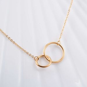 classic Designer Necklace s925 Sterling Silver Couple Love Necklace with Cross Double Loop 18K Rose Gold Chain Gift