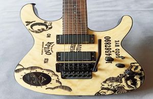 Custom Made avslöjar Kirk Hammett Signature Kh Ouija Natural Guitar Active Pickups and Tremolo Guitar Bridge Black Hardware SH1935067