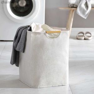 Förvaringskorgar Portable Tvättkorg med handtag Vattentät klädlagring som används för badrumsvikbara arrangörer Hem YQ240407
