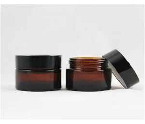 Brown Amber Glass Cream Jar Black Lid 20 30 50 г косметическая упаковка образец глаз Hufv48851121