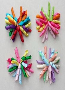 20pcs Baby Girls 3inch Regenbogen Curler Corker Blumen Bögen Haare Clip Haarbindungen Korker Ribbon Haare Bobbles Elastizes Seil PD0078547337