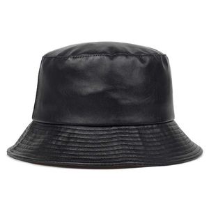 Szerokie brzegowe czapki wiadro 2023 Nowy kapelusz rybacki sztuczny skórzany pu solidny kolor męski i damski moda Panama Q240403