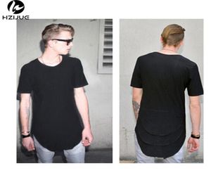 Verlängerte T -Shirt -Herren -Fischschwanz Multi -Faltkrümmte Saumseite Reißverschluss Kurzarm Longline Hip Hop West Tees Tops für male545769175160