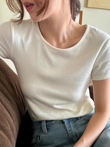 Women's T Shirts Liuke Multi Color Basic Versatile T-shirt Thin Round Neck Bottom Short Sleeve Slim Fit Top 43033