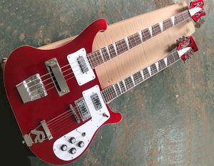 Factory whole metallic red 412 strings double neck Ricken electric guitar with white pickguardRosewood fretboardCan be cust4521124