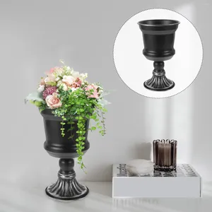 Vase Vintage Flowerpot Black Decor Metal Vase Iron Holder Arranching Stand Ardance El Decoration Retro Home Office Tabletop