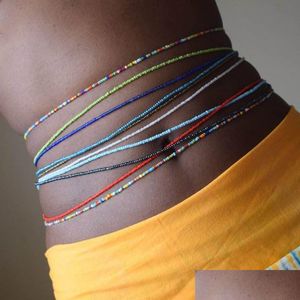 Belly Chains Vsco Colorf Rice Bead Mti Layers Handmade Waist Link Bikini Body Jewelry String Chain Pony Beads Wholesale Drop Delivery Dhzhn