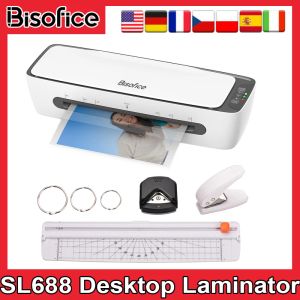 Laminator Bisofice SL688 Desktop Laminator Machine Set A4 Size Multifunctional Hot and Cold Lamination 2 Roller System 9in for A4/A5/A6