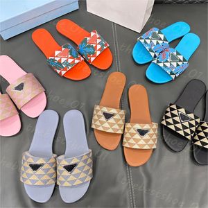 Fabric Slipper Designer Tazz Slippers Embroider Sandal Triangle Slide Women Casual Shoe Loafer Sliders Summer Beach White Sandal