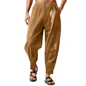 Pantaloni da uomo uomini sciolti di colore solido casual quotidianamente tasche dell'anca elastico pantaloni lunghi pantaloni da streetwear jogger sportivo di moda streetwear