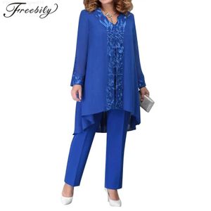 Women's Two Piece Pants Womens holiday set chiffon vest long sleeved cardigan and pants set used for wedding party and ball dressesC240407