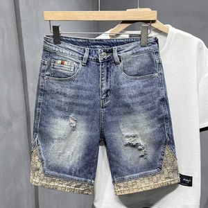 Mäns shorts 24New Summer Loose Fashion Designer Light Luxury High Quality Mens Middle Pants5Shorts Trendy Classic All-Match Jeans J240407
