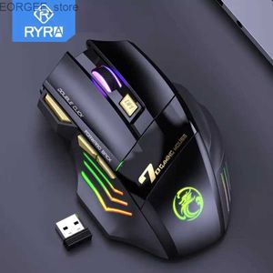 マウスRyra Rechargeable Wireless Mouse Game Console PC RGBゲームマウスBluetooth 2.4G USBマウスサイレント人間工学的マウスY240407