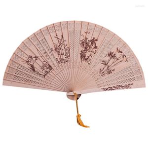 Decorative Figurines Incense Sandalwood Handmade Fan Carved Wooden Chinese Style Ladies Dance