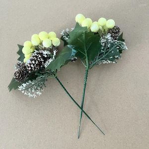 Dekorativa blommor gul konstgjorda bär bukett falska växt hem vas dekor xmas träd ornament år fest juldekoration