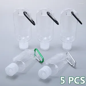 Lagringsflaskor 5st Clear Refillable Bottle Hook 50 ml Plastic Travel Tvåvridning Liquid Subpackage med nyckelring