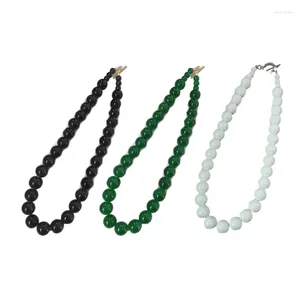 Kedjor korea mode 3 färg ot spänne rund pärla halsband för kvinnor flickor vintage cool