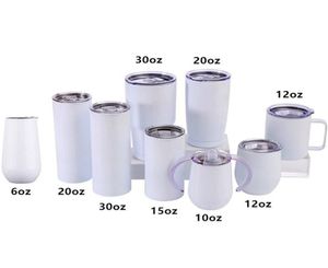 stainless steel White blank sublimation tumbler mugs Insulation heat thermal transfer coated vacuum 30oz 20oz straight slimming ke8258290