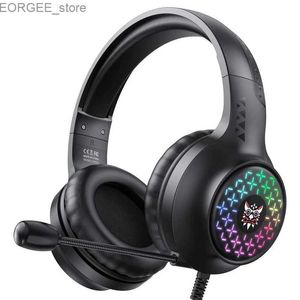 Mobiltelefonörlurar för PS4 PS5 Xbox RGB LED -lampan Adutable Surround Mic Bass Buller Refering Wired Gaming Headset Over Ear Headband Headphone Y240407