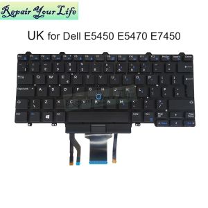 Myszy uk/GB PTBR Brazylia klawiatura dla Dell Latitude 3340 E5450 E7480 E7470 E7450 0W24RK 08NC1K Notebook PC Keyboards Freatlight