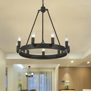 Żyrandole czarne przemysłowe oświetlenie żelaza świeca wiszące sufit mandat żyrandol do jadalni kuchenna sypialnia salon