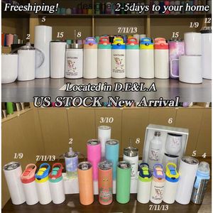 Stanleliness Local warehouse Sublimation Tumbler 15 20 30oz STRAIGHT Skinny Glow in Dark Cups Sippy Cup Handle Mug Press Bullet Tumblers DoubleWall Stainless S 2R7I
