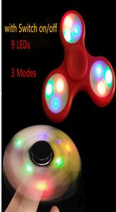 EDC Rainbow Spinner LED TRI Spinners Toys 3 Modos Luminous Light Hand Spinner com LIGADO LIGADO POR DHL3476794