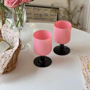 Wine Glasses French Champagne Goblet Medieval Retro Pink Glass Home Decorative Sparkling Juice Cup For Cold Drink