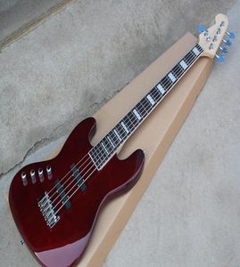 Fabrik Custom Wine Red 5String linke Bassgitarre mit Rosewood Fretboardchrome Hardware - Customized7276401